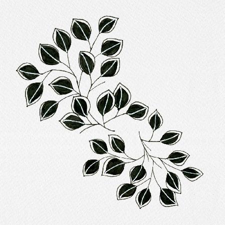 Fließende Blätter schwarz weiß
