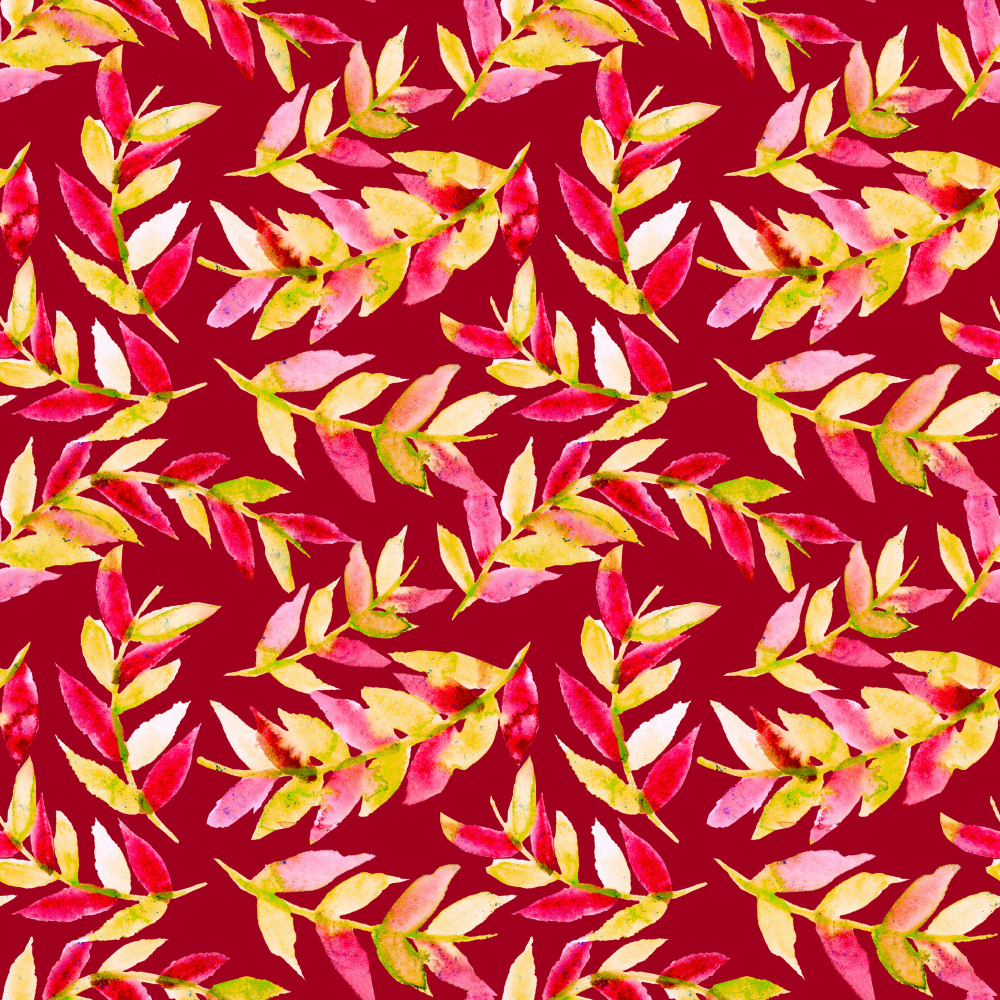 Gelbrot auf roten Blättern gebogen von Michele Channell
