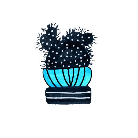 Kaktus 3 Wüstenpflanze Blau Schwarz