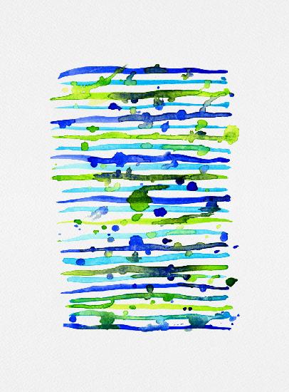 Linienspritzer Blau-Grün-Aquarell