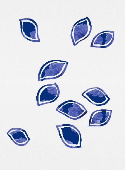 Marineblaue abstrakte Silhouette mit verstreuten Blättern