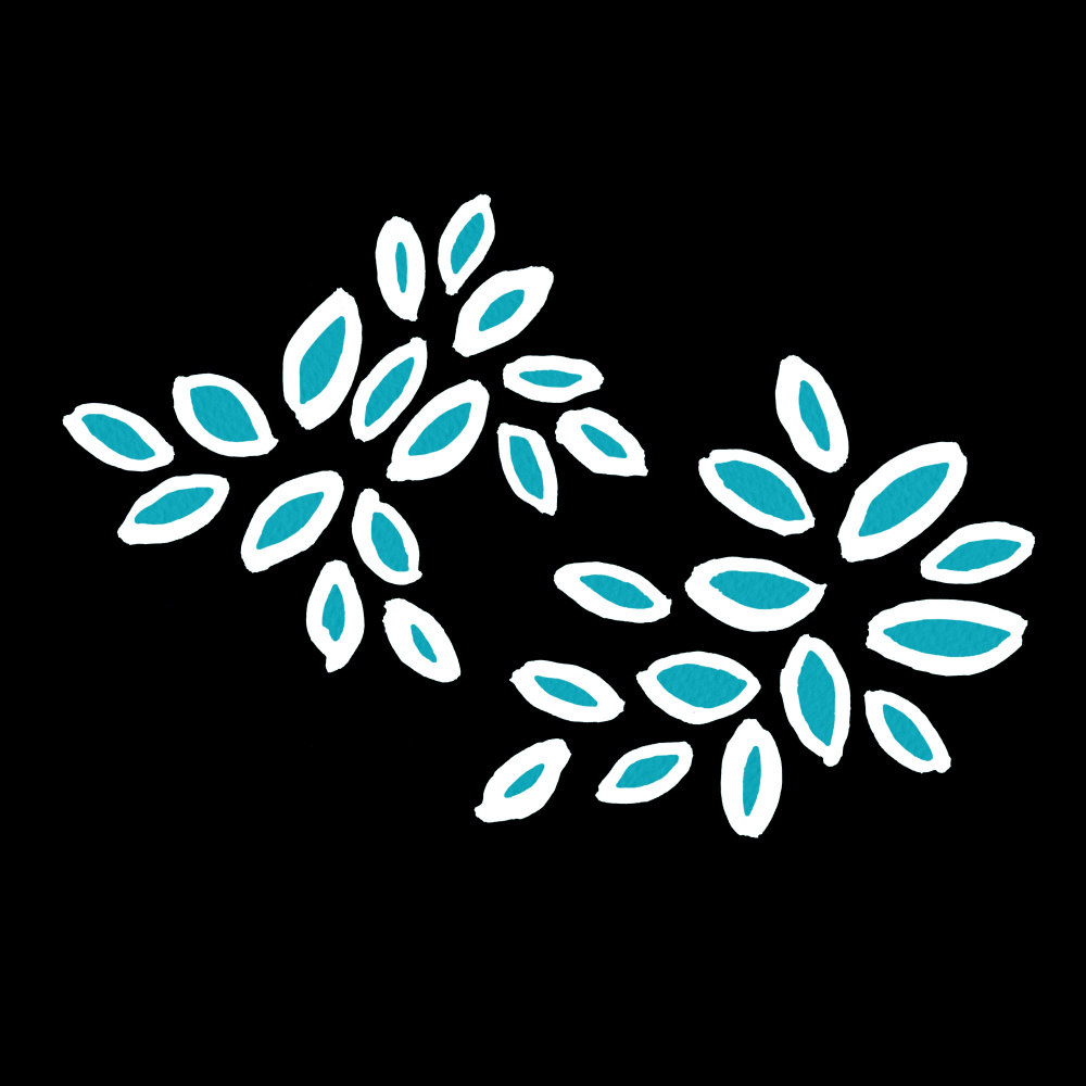 Weißes Türkis auf schwarzen Blütenblättern,oval Fy! Kopieren von Michele Channell