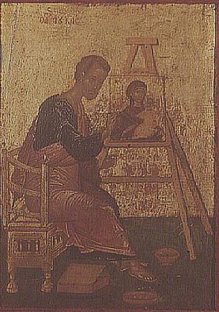 St. Luke Painting the Virgin, Greek Icon von Michele Damaskinos