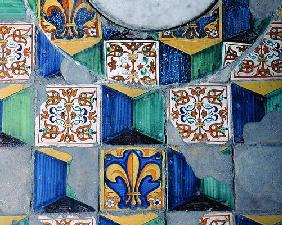 Detail of floor tiles from the cellar of the Villa Medicea de Careggi (ceramic) 19th