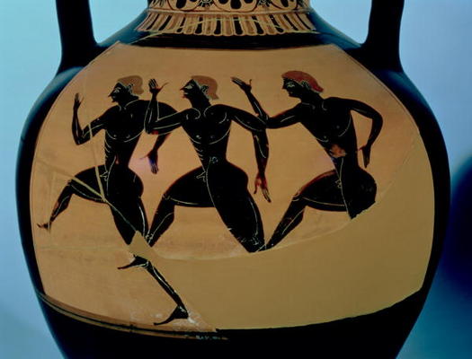 A foot-race, detail from an Attic black-figure amphora, c.520-500 BC (pottery) (for reverse see also von Michigan painter