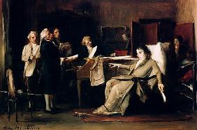 Mozart directing his Requiem on his deathbed