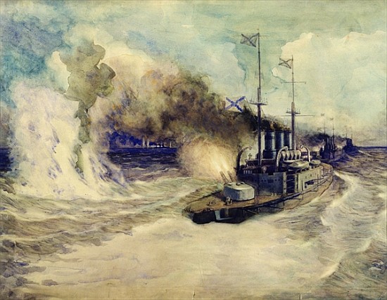 The battle between the Black Sea Fleet and the armoured cruiser Goeben on the 5th November 1914 von Mikhail Mikhailovich Semyonov