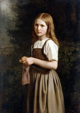 Girl Knitting 1854