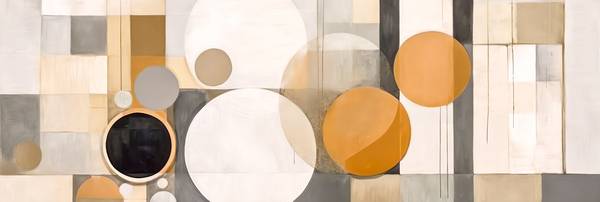 Abstrakte Formen mit Kreisen in verschiedenen Pastellfarben, organische Formen, glatte Linien, ruhig von Miro May