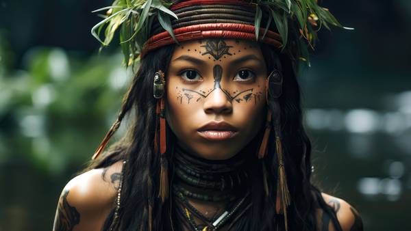 Portrait wunderschöne Indio Frau am Amazonas Fluss in Brasilien, Menschen von Miro May