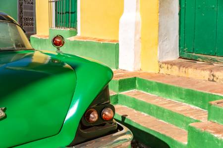 Green Oldtimer in Trinidad, Cuba, Kuba 2020
