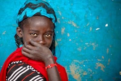 Portrait eines Mädchens in Äthiopien, Afrika. 2013