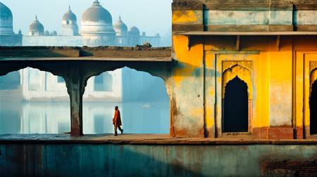 Tempel Architektur in Indien, Asien. Traumhafte Welt der Farben 2023
