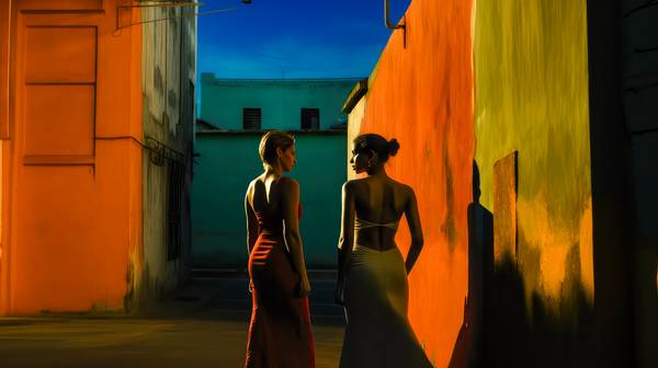 Zwei Frauen in der Altstadt von Havana, Cuba. von Miro May