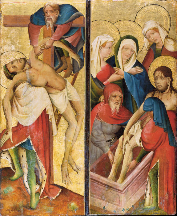 Kreuzabnahme und Grablegung Christi von Mittelrheinischer Meister um 1420