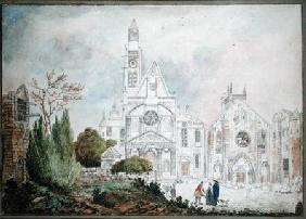 Facade of the Old Church of Saint-Genevieve and Saint-Etienne-du-Mont 1807  on