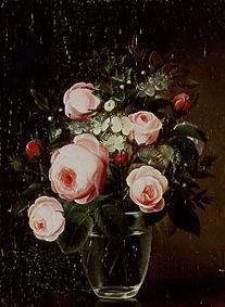 Rosa Rosen in einer Vase 1859