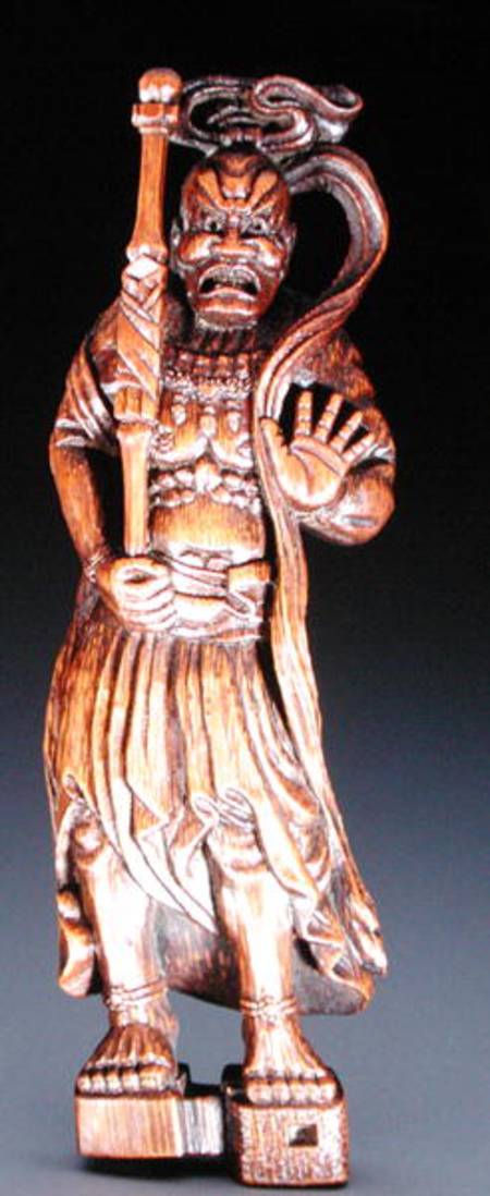 Netsuke depicting a temple guardian sculpture von Morikawa Toen