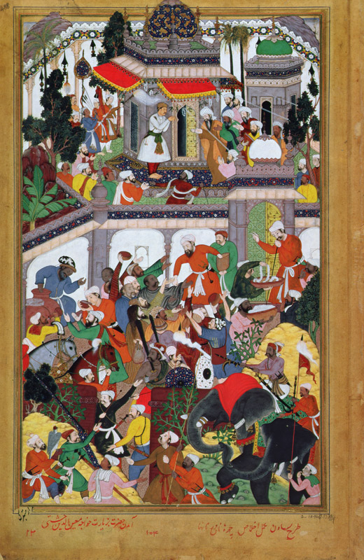Emperor Akbar (r.1556-1605) visits the shrine of Mu'in ad Din Chisti at Amjir in 1562, from the 'Akb von Mughal School