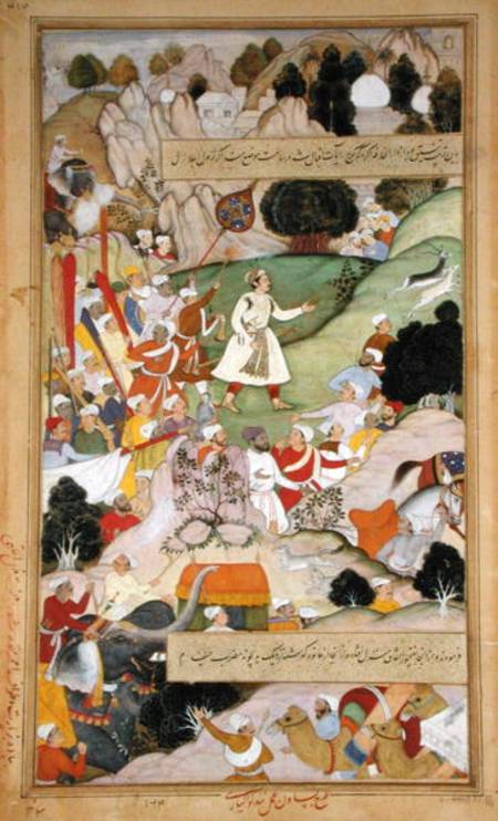 Emperor Akbar's pilgrimage to Ajmir to give thanks for the birth of Prince Mirza Salim in 1569, from von Mughal School