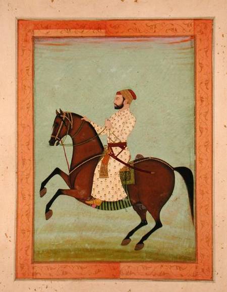 A Mughal Noble on Horseback, from the Large Clive Album von Mughal School
