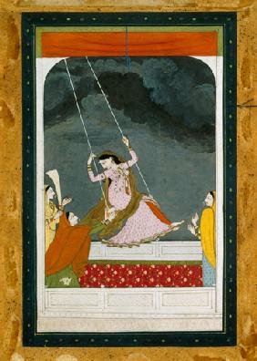 A lady on a swing, Kangra Punjab hills  c.1790
