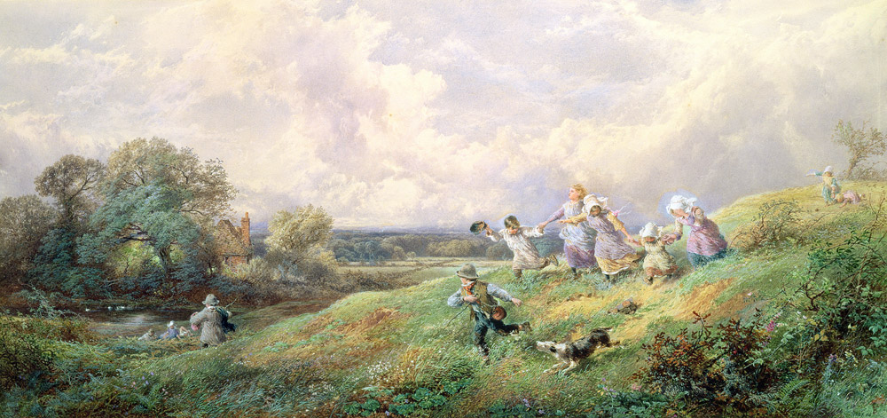 Children Running Down a Hill von Myles Birket Foster