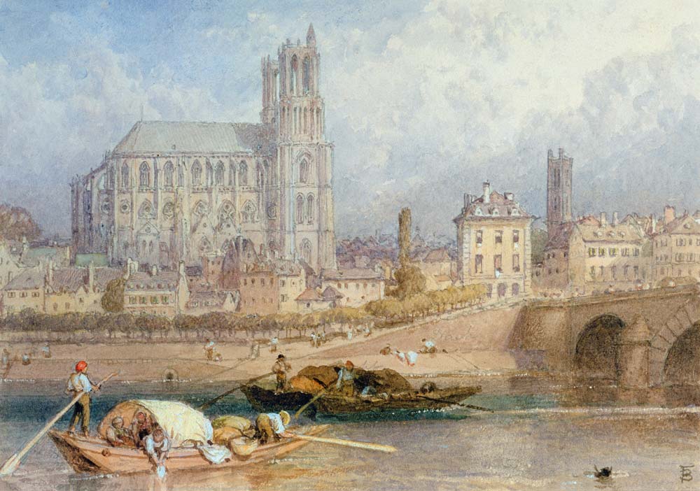 Nantes Cathedral from the River von Myles Birket Foster