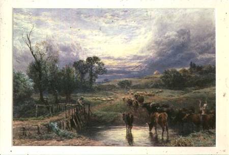 Landscape with Cattle and Bridge von Myles Birket Foster