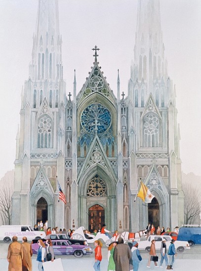 St. Patrick''s Cathedral, New York, 1990 (w/c on paper)  von Myung-Bo  Sim
