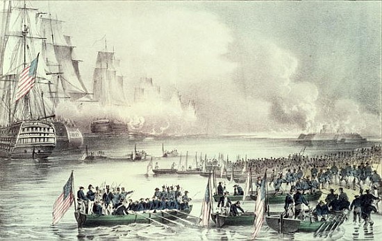 Landing of the American Force at Vera Cruz, under General Scott, March 1847 von N. Currier