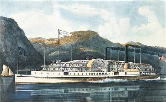 The Hudson River Steamboat `St. John'', published 1864 von N. Currier