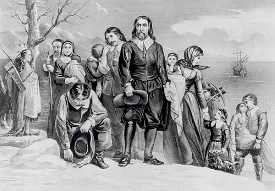 The Landing of the Pilgrims at Plymouth, Mass. Dec. 22nd, 1620, pub. 1876 von N. Currier