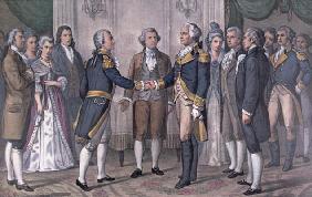 The First Meeting of General George Washington (1732-99) and the Marquis de La Fayette (1757-1834) P 04th-