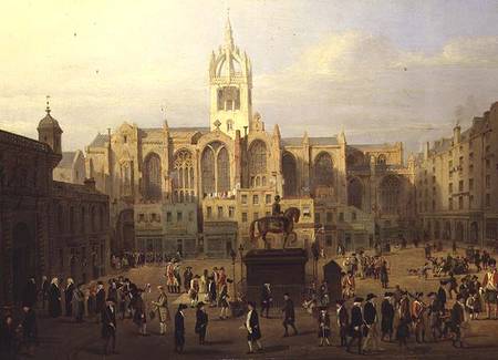 The Parliament Close and Public Figures of Edinburgh von Nasmyth & Stanfield Roberts