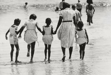 Mother and 4 Daughters Entering Water at Coney Island, Untitled 37 1964