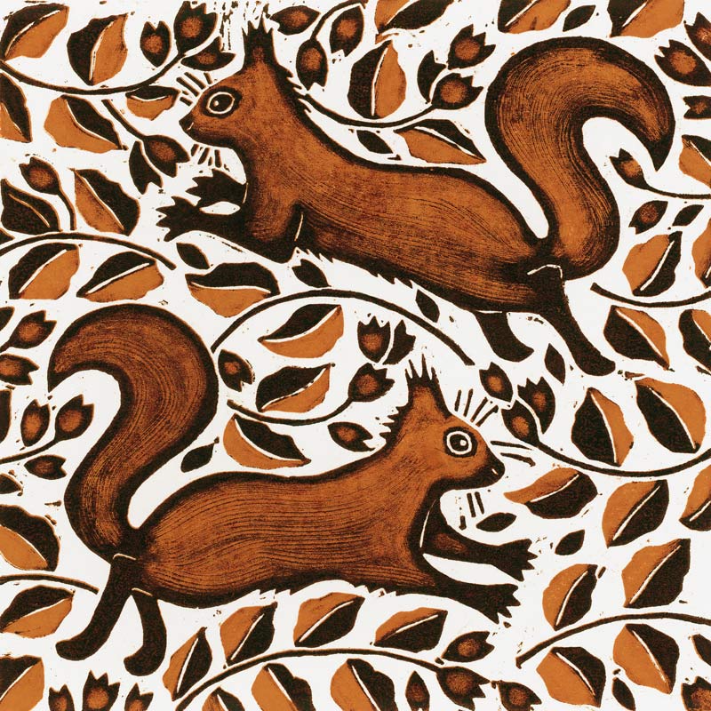 Beechnut Squirrels, 2002 (woodcut)  von Nat  Morley