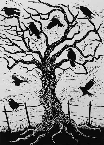 Rook Tree, 1999 (woodcut)  von Nat  Morley