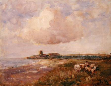 Irish Coastal View with Boy and Cattle von Nathaniel Hone