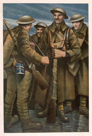 A Group of Soldiers, from British Artists at the Front, Continuation of The Western Front von Christopher R.W. Nevinson