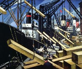 Loading Timber, Southampton Docks 1916