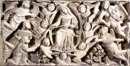 Altar of the Sacred Girdle, detail depicting the Assumption von Niccolo  del Mercia  and his son Sano