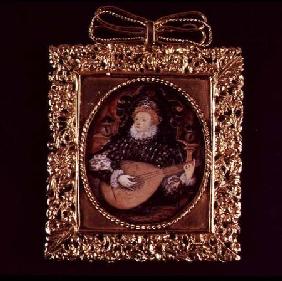Queen Elizabeth I playing the lute (miniature)