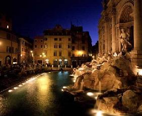 View of the Trevi Fountain at night built 1732