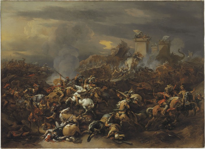 Die Schlacht zwischen Alexander dem Großen und dem König Poros von Nicolaes Berchem