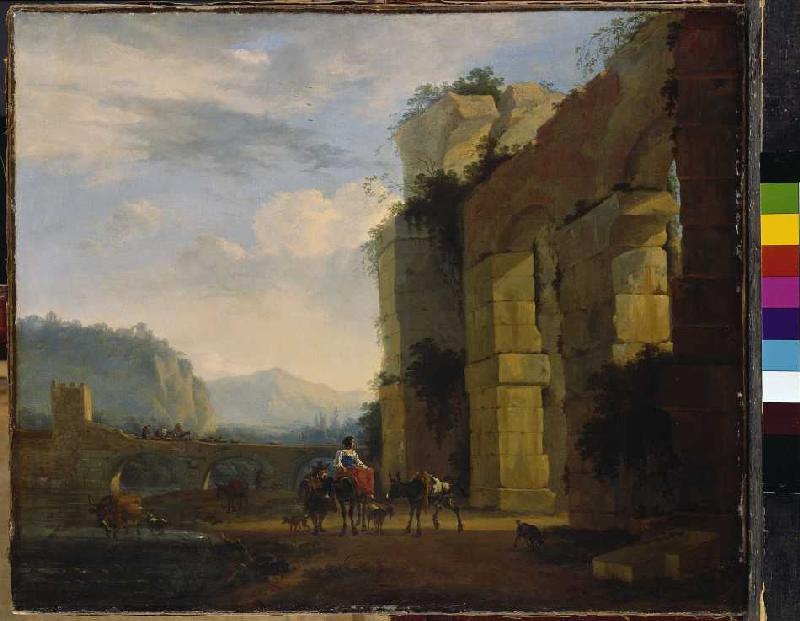 Italienische Landschaft mit Aquäduktruine von Nicolaes Berchem