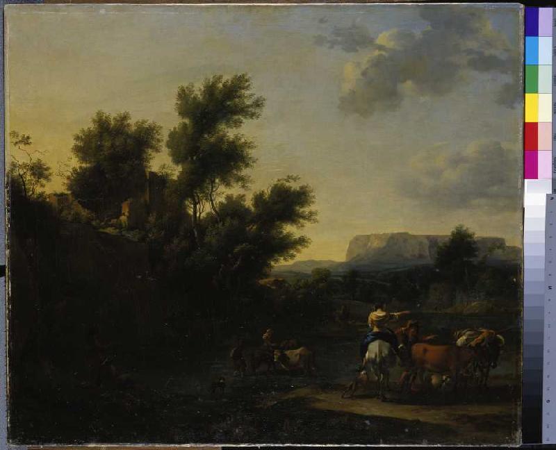 Italienische Landschaft mit Vieh und Hirten. von Nicolaes Berchem