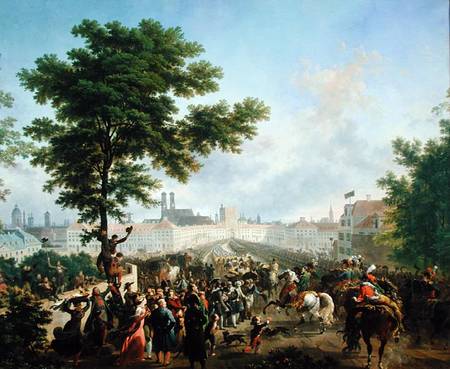 The Entry of Napoleon Bonaparte (1769-1821) and the French Army into Munich, 24th October 1805 von Nicolas Antoine Taunay