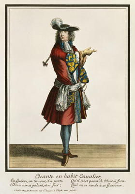 Cleante Dressed as a Cavalier, fashion plate, c.1695 (engraving) von Nicolas Bonnart