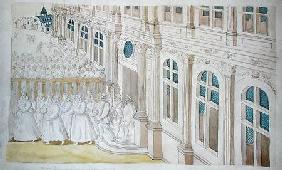 Procession of Queen Louise de Lorraine-Vaudemont (1553-1601) Leaving the Palais du Louvre for the Ma 1584  &